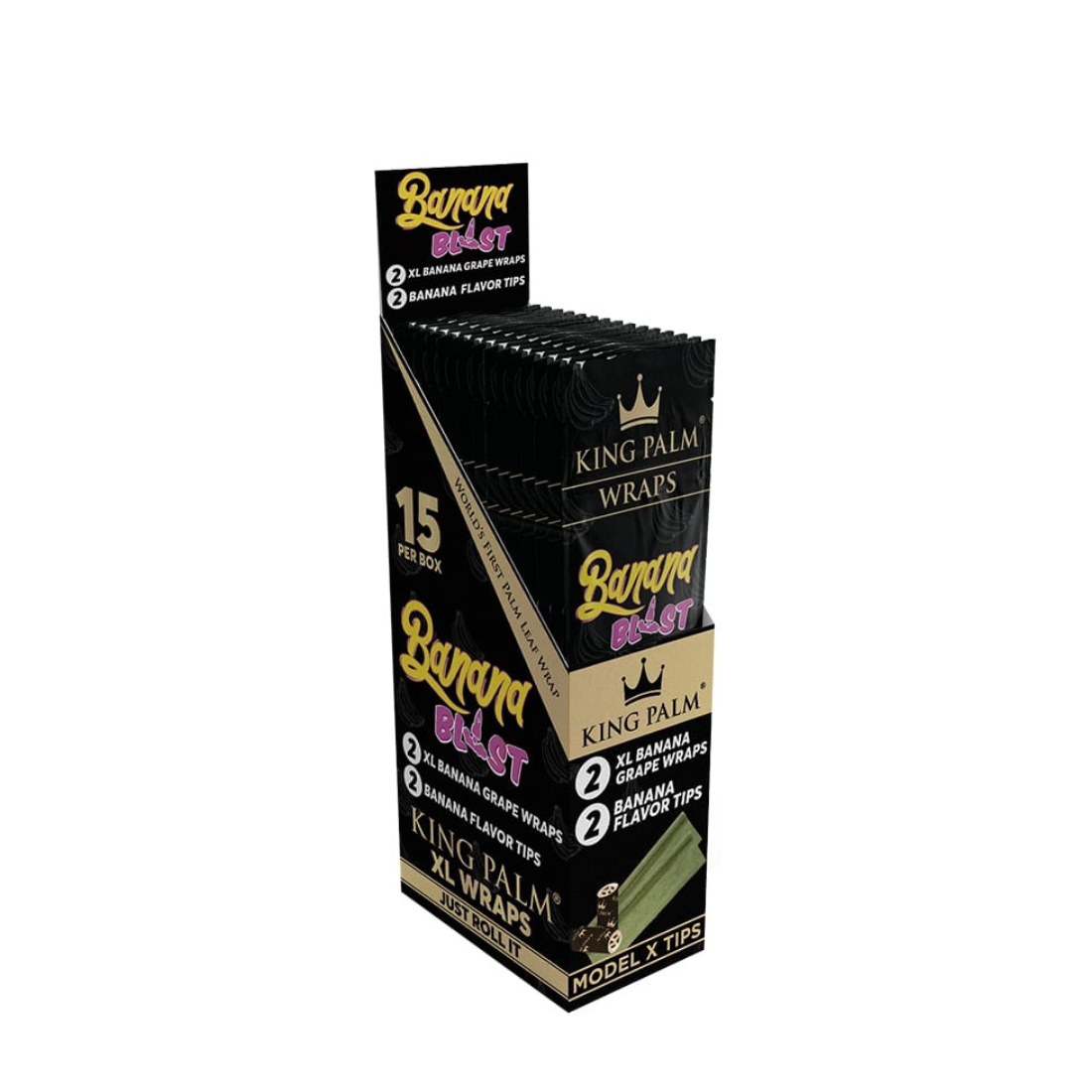 King Palm 2 Palm Wraps Banana Blast Display Box 15 Units Per Display
